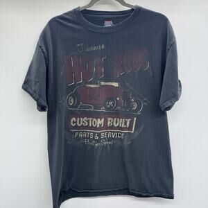 VTG Y2K Hanes Beefy-T T-Shirt Men's Large Gray Graphic Streetwear Work Cars